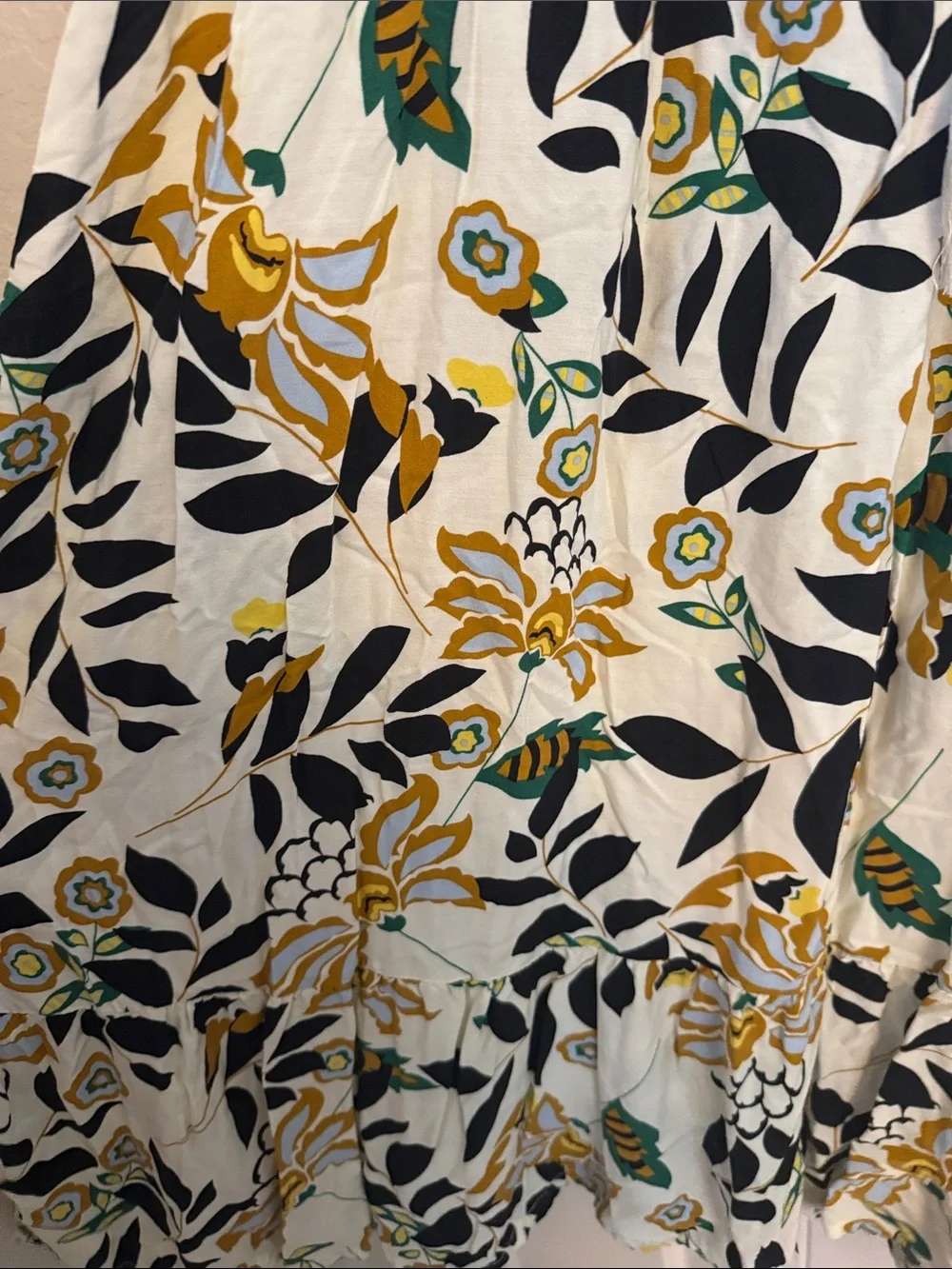 Kindred Cream Floral Midi Dress with Black & Green Print - Picture 6 of 6